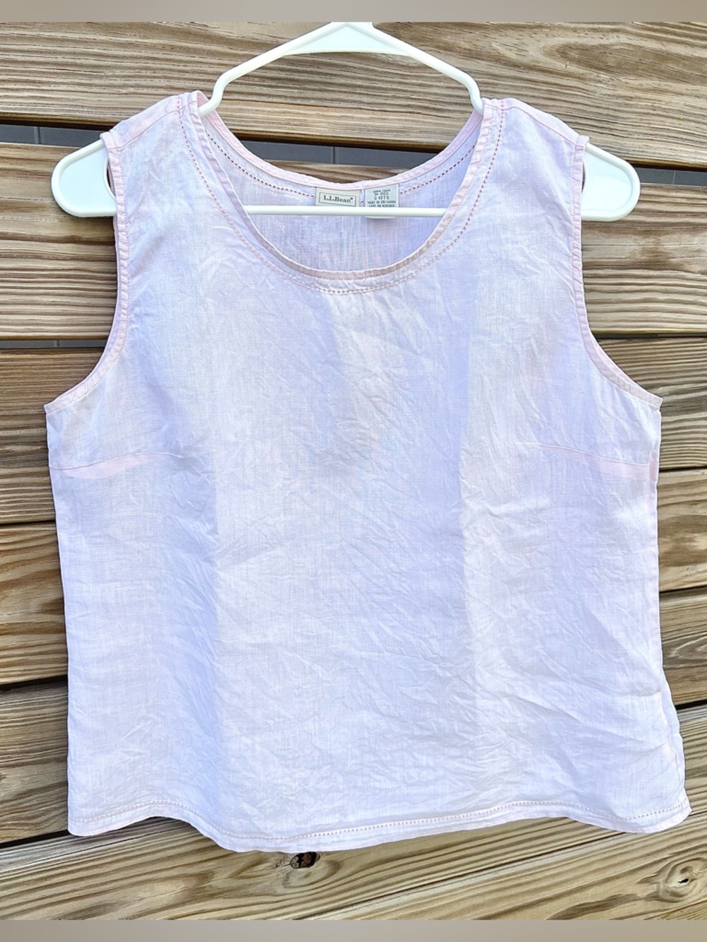 L.L. Bean Light Pink 100% Linen Sleeveless Women’s  Shell Top Size M